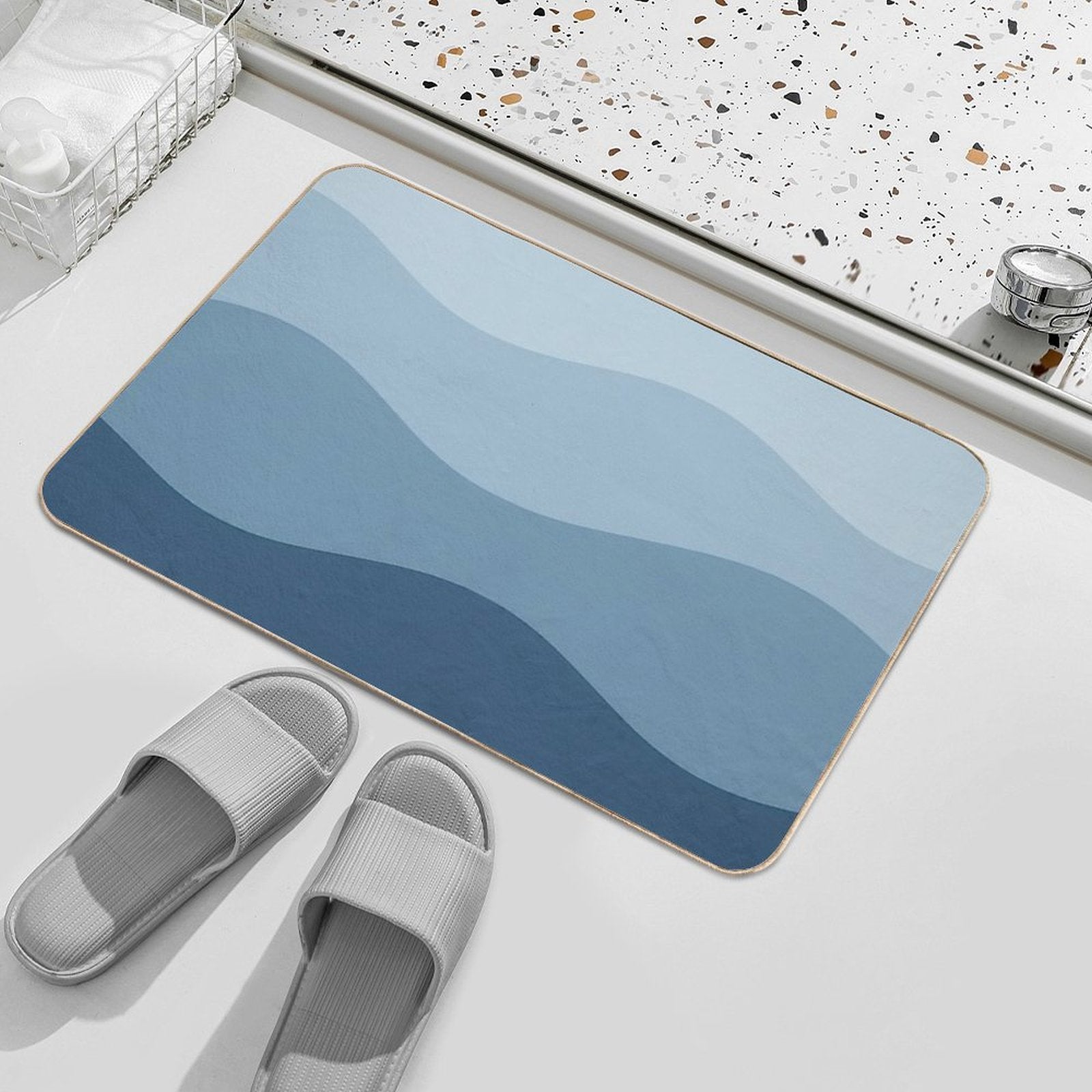Blue Waves  Repositionable Bath Mat