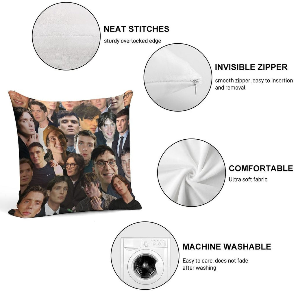 Cillian Murphy Photo Collage Soft Easy Maintenance Throw Pillow