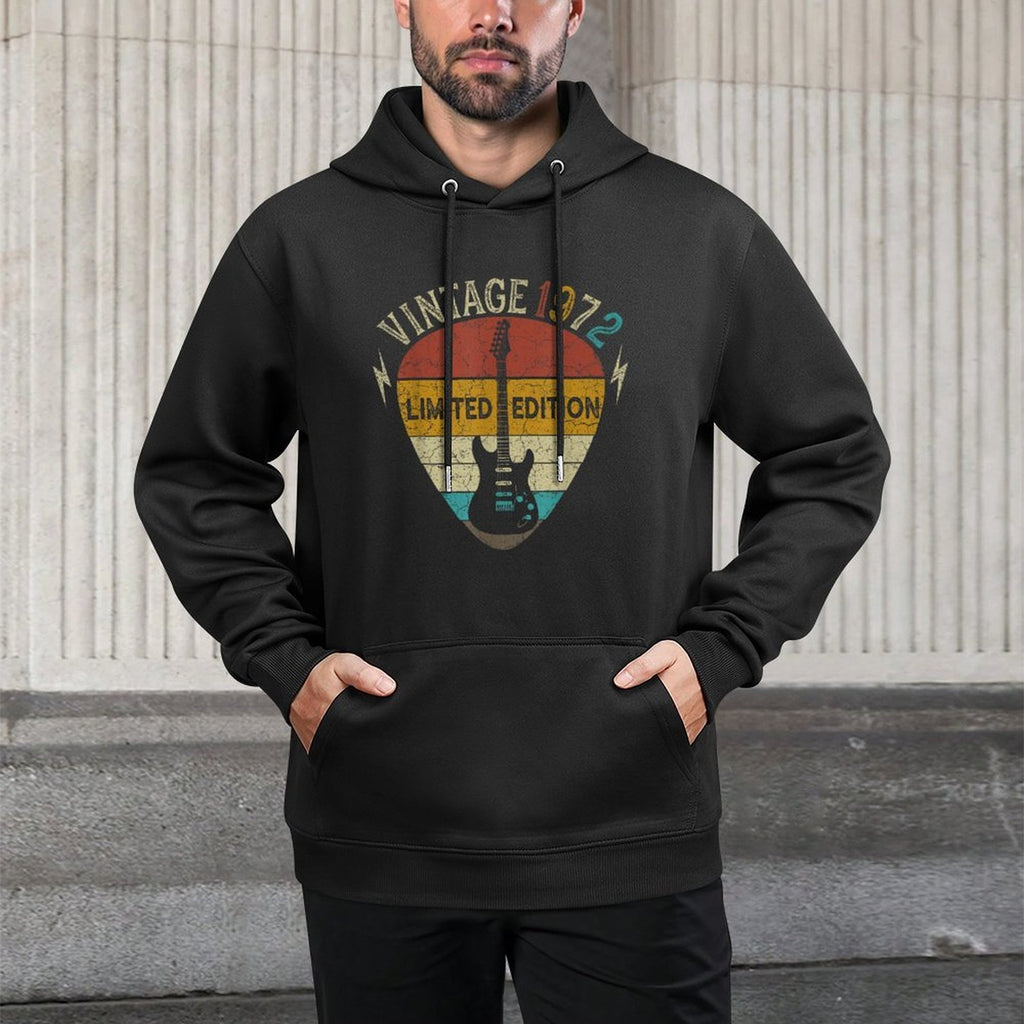 Guitar Lover 50 Years Old Gift, Vintage 1972 50th Birthday Adjustable Hood Hoodie