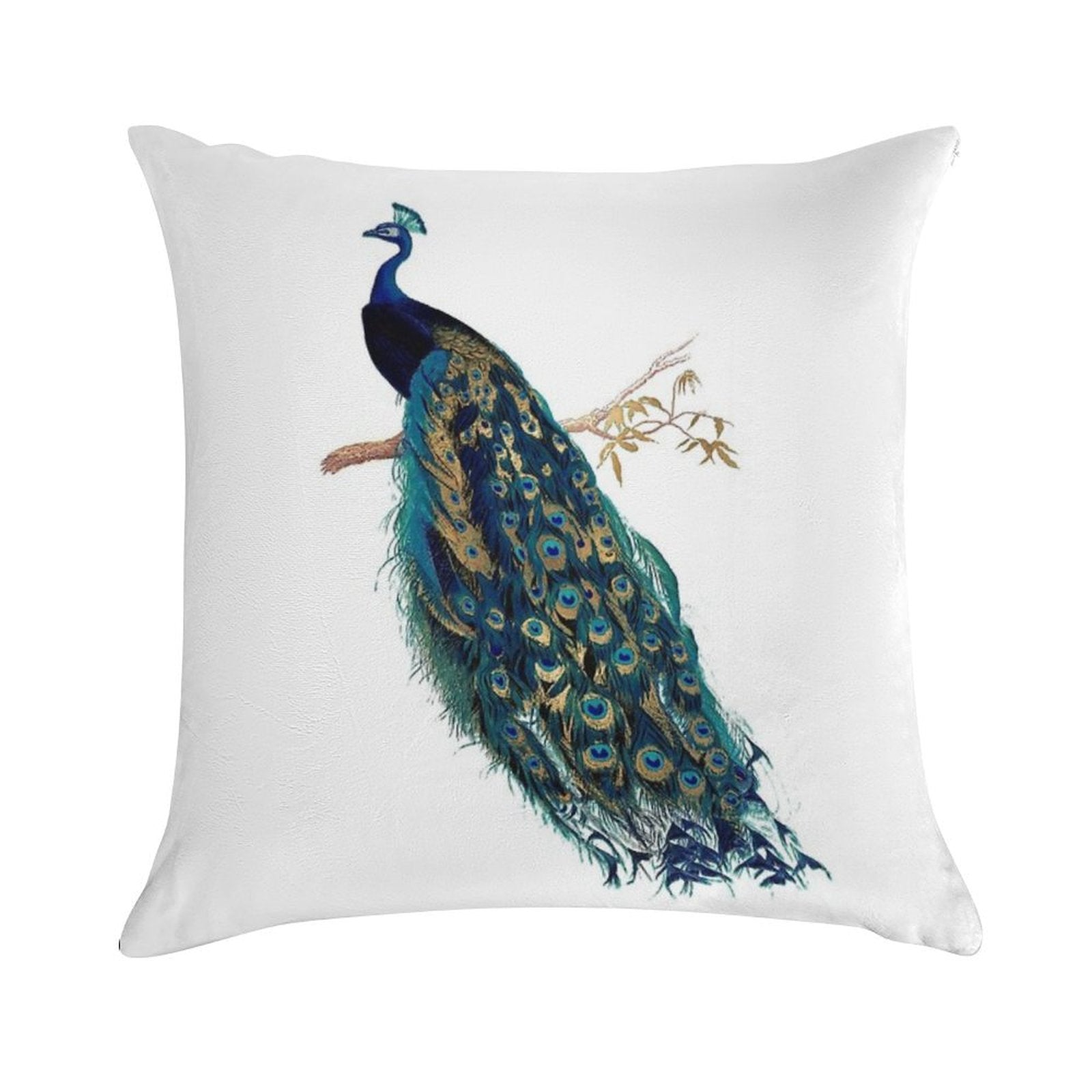 Vintage Peacock Soft Shrink-Resistant Throw Pillow