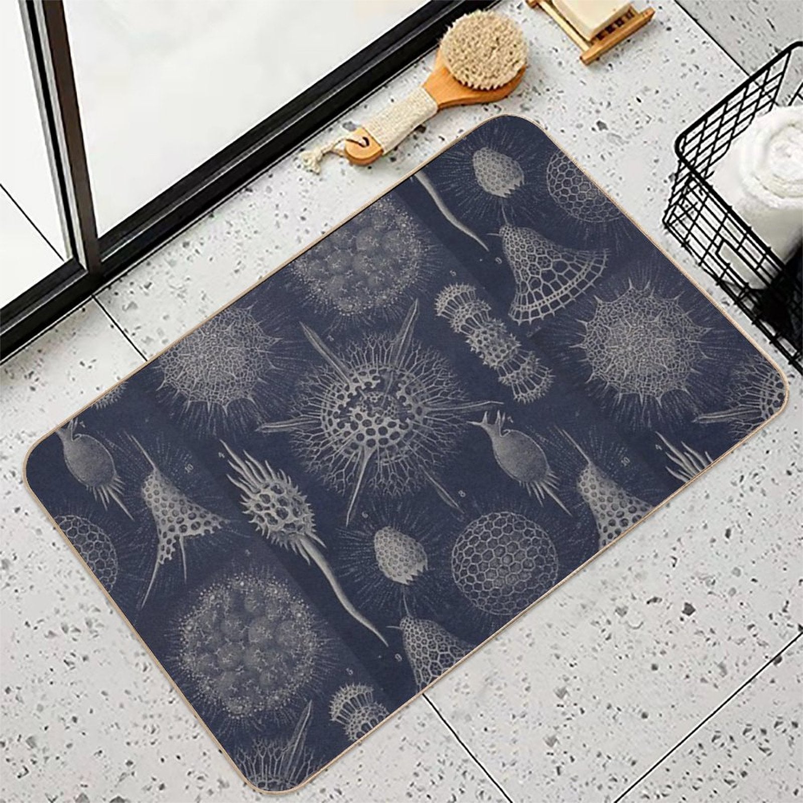 Vintage Radiolaria Fossils  Repositionable Bath Mat