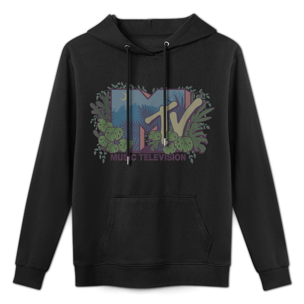 MTV Tropical Botanical Vintage Floral Music Television Shape Retention Hoodie