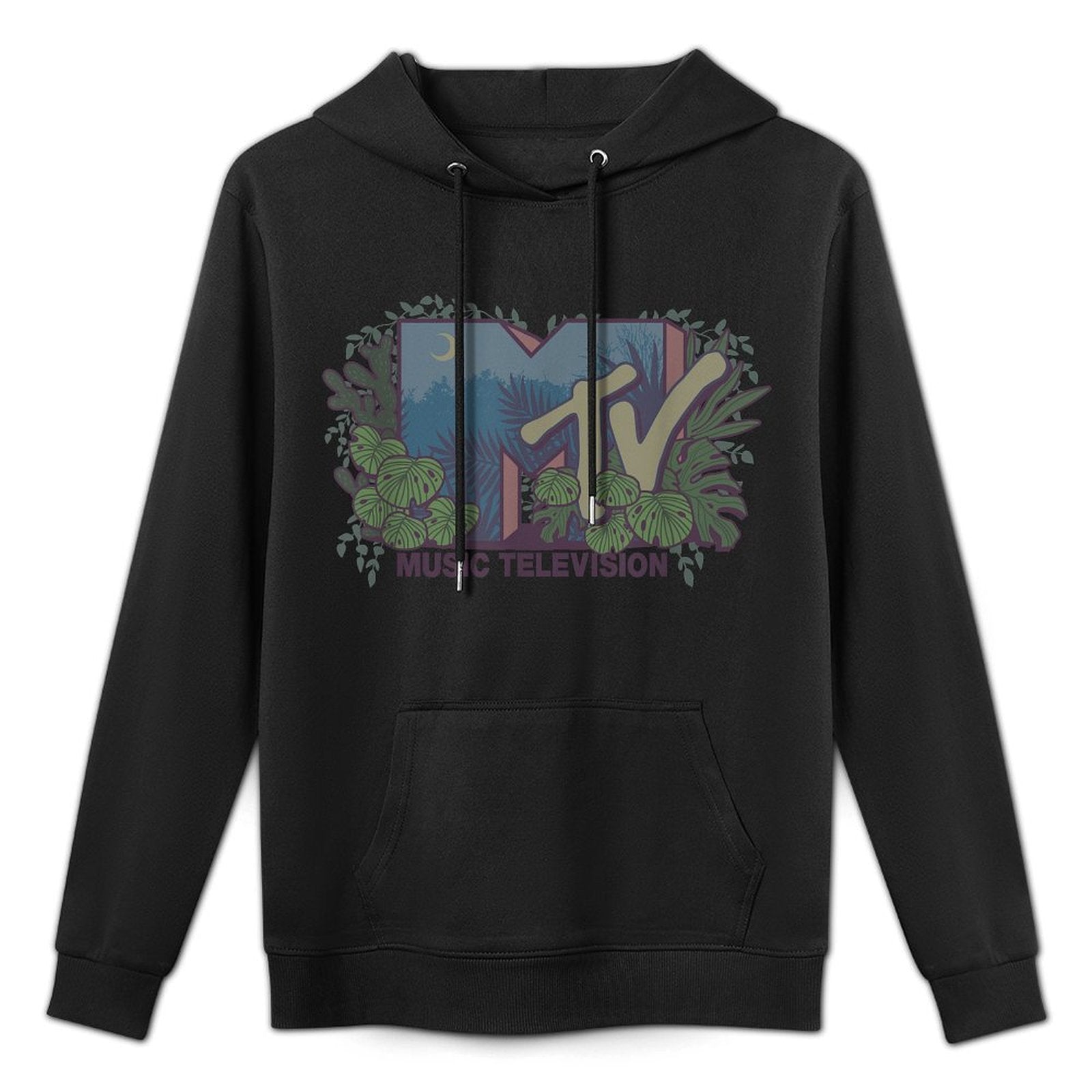 MTV Tropical Botanical Vintage Floral Music Television Shape Retention Hoodie