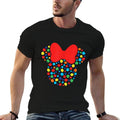 Disney Minnie Mouse Polka Dot Rainbow  Ribbed Collar T-Shirt
