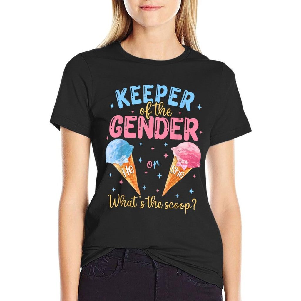 Keeper Of The Gender Ice Cream Whats The Scoop Gender Reveal  Wrinkle-resistant T-Shirt