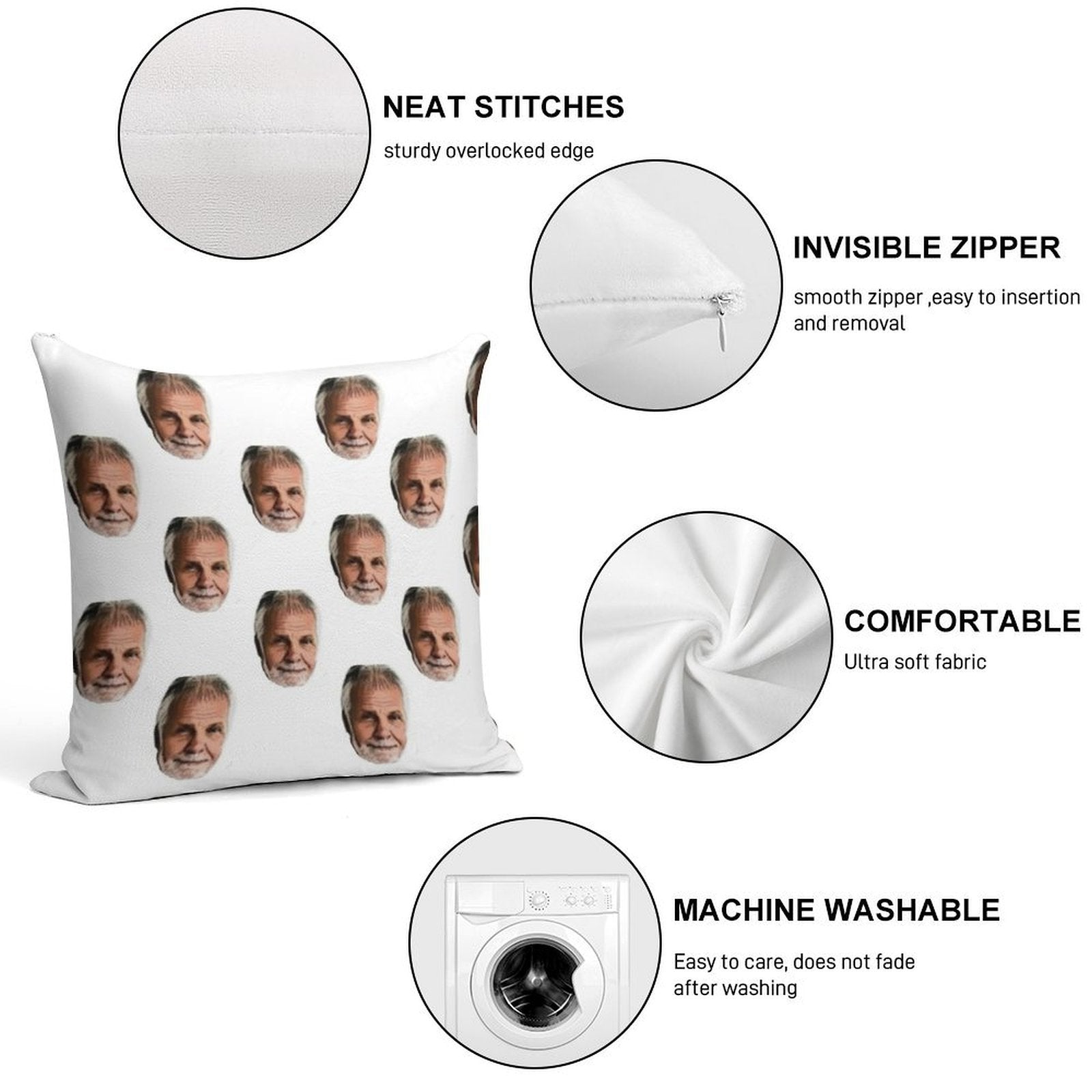 Captain Lee All over Print Soft Durable Construction Throw Pillow