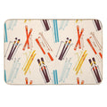 Retro Ski Pattern on Cream  Odorless Bath Mat