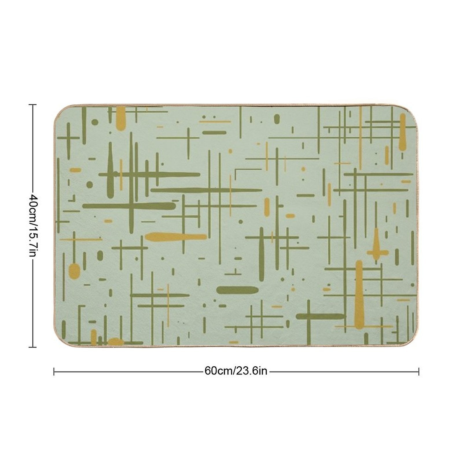 Mid-Century Modern Kinetikos Pattern Celadon Olive Green Mustard Gold  Versatile Bath Mat