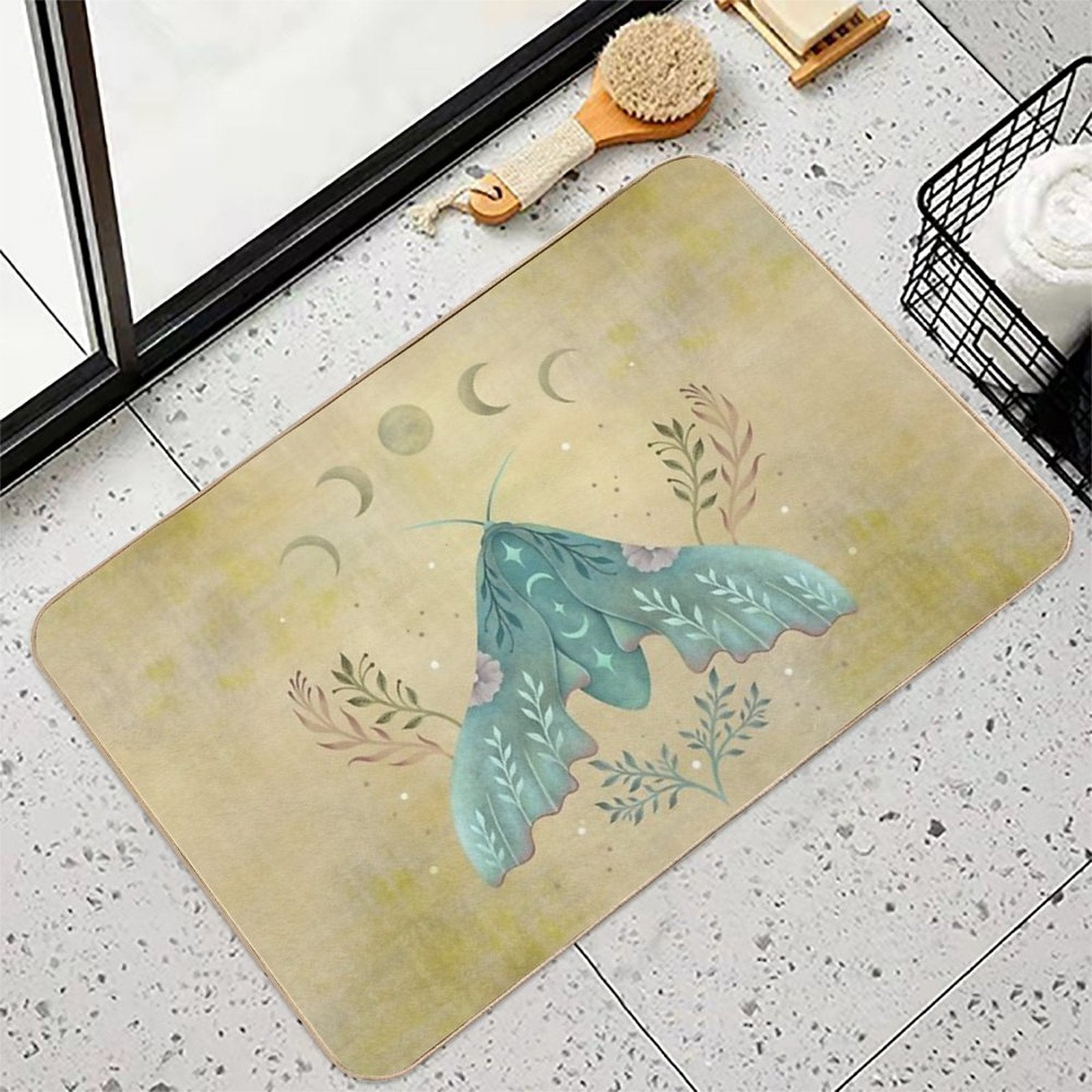 Luna And Moth - Oriental Vintage  Dirt-Trapping Bath Mat