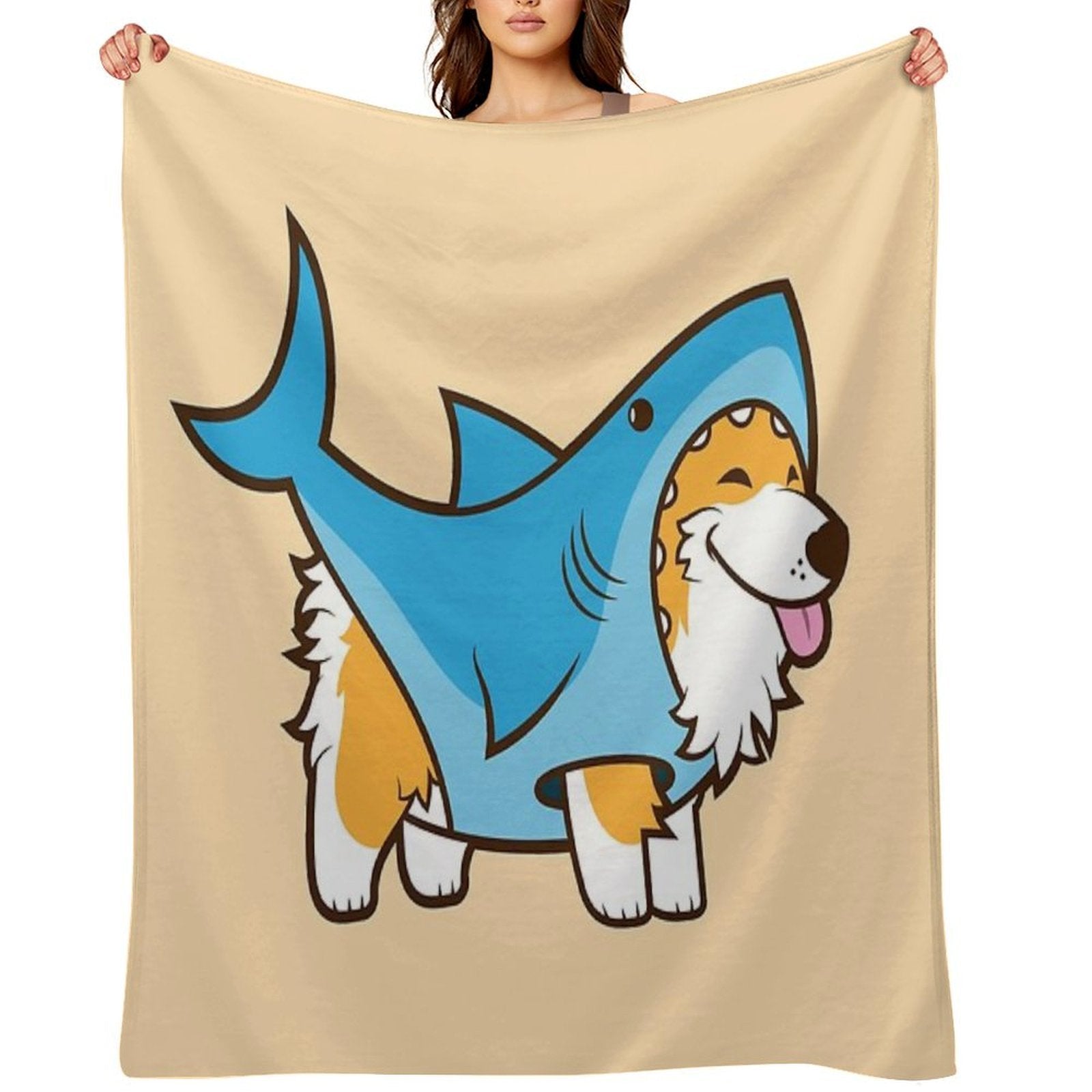 Corgi In A Shark Suit All-season Throw Blanket