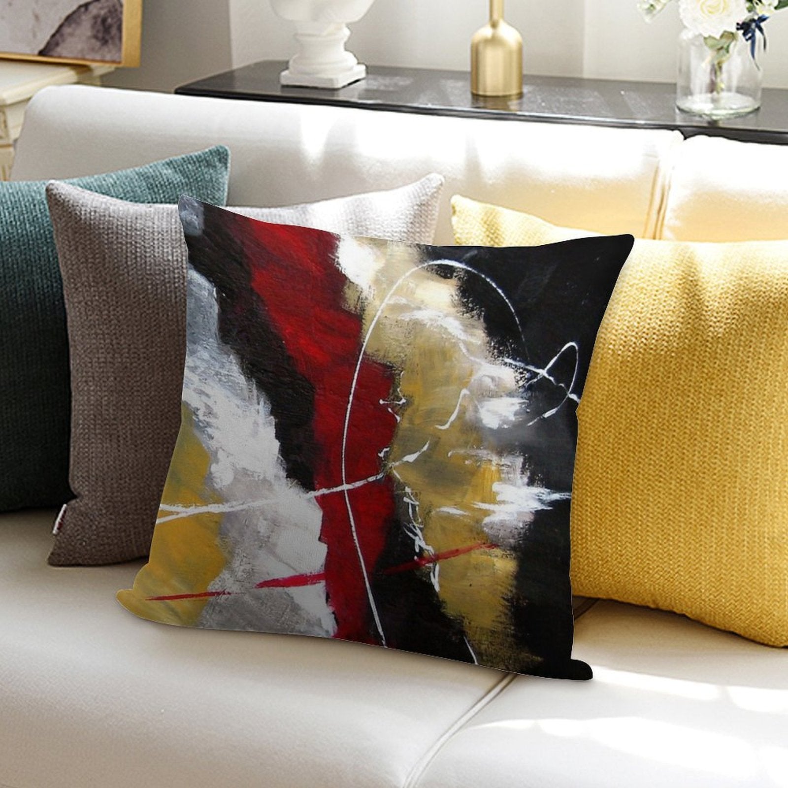 Red Passion Modern Abstract Soft Luxury Feel Throw Pillow