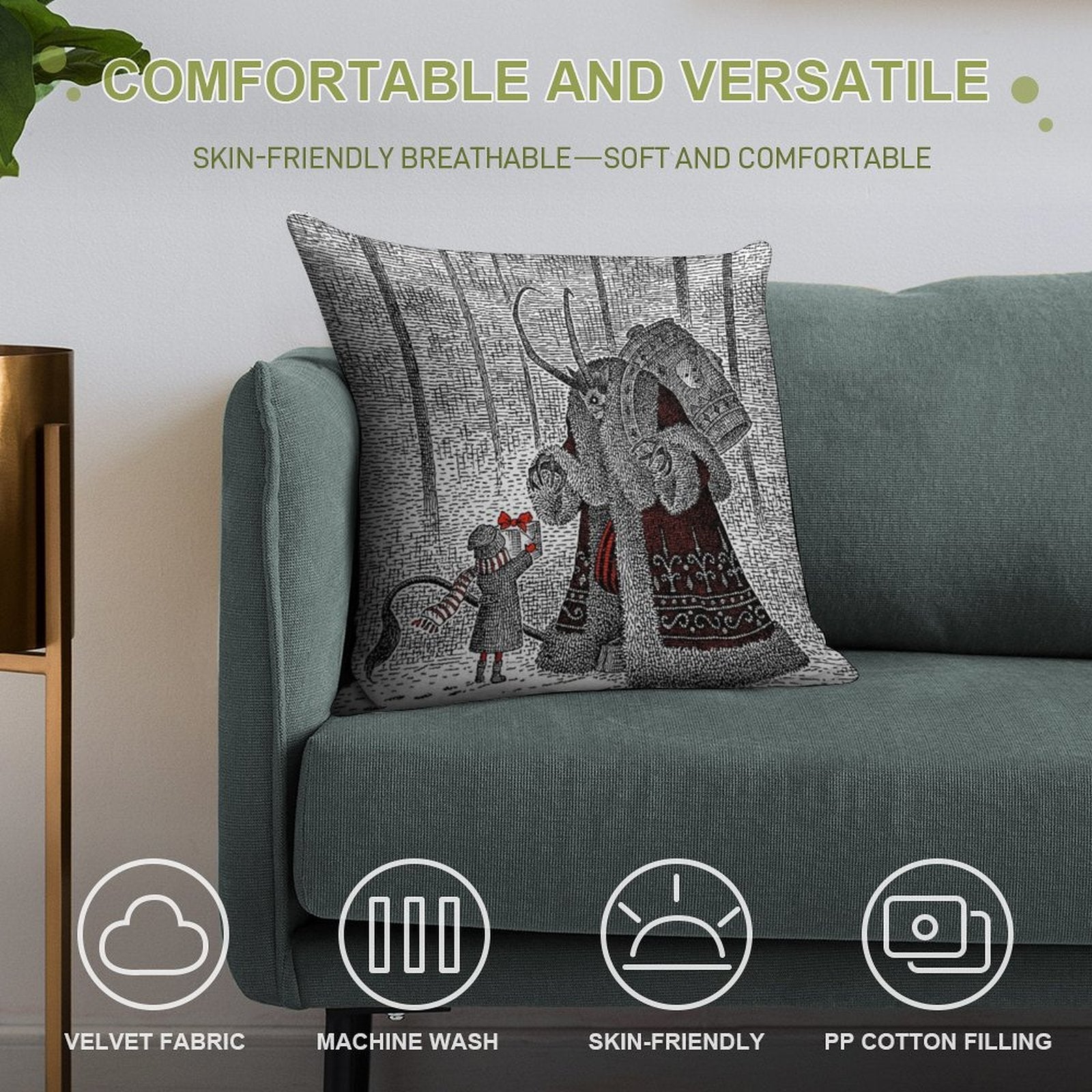 A Gift For Krampus Soft High-Density Material Throw Pillow