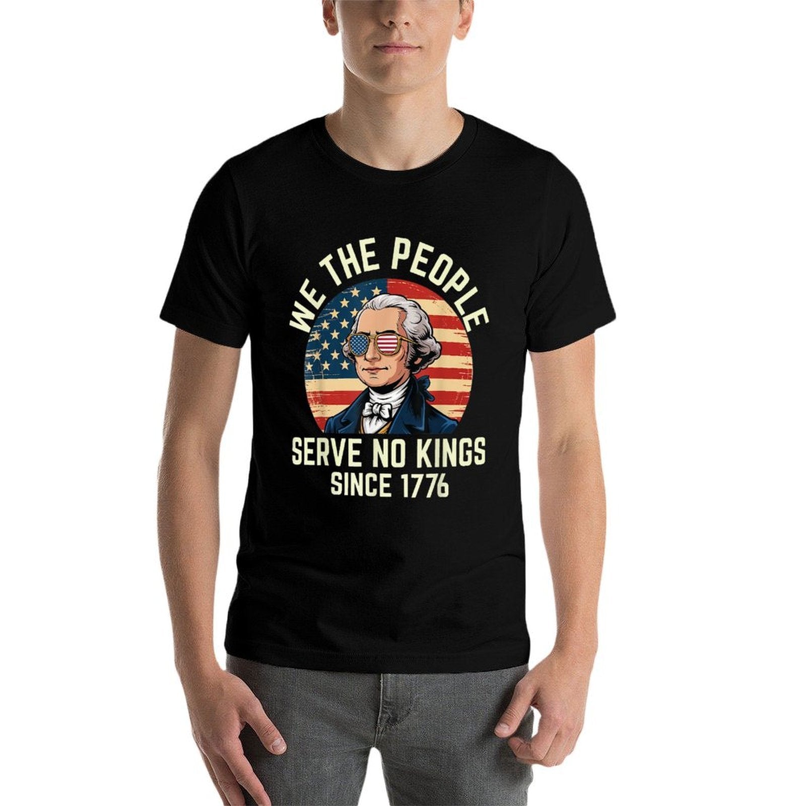 4th of July No King in USA 1776 Patriotic American  Oversized Silhouette T-Shirt