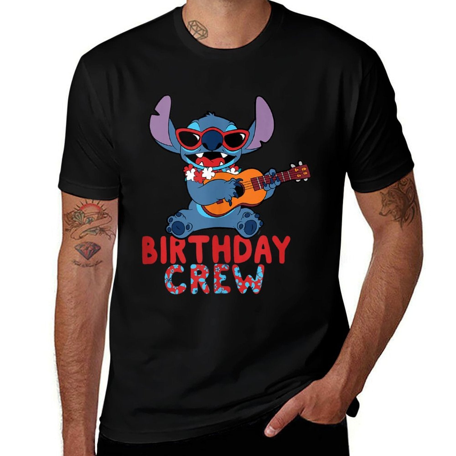 Disney Lilo & Stitch Tropical Birthday Crew Party Matching  Trendy Pattern T-Shirt