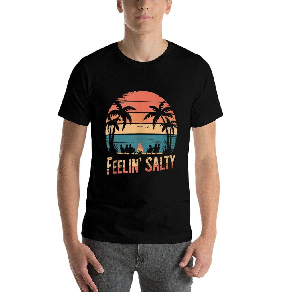 Feelin Salty Tshirt Beach Summer Vacation Vintage 70s Retro  Oversized Silhouette T-Shirt