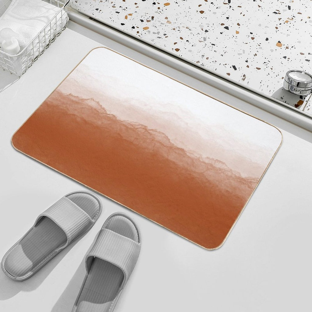 Abstract Watercolor Ombre (burnt Orangewhite)  Pet-Safe Bath Mat