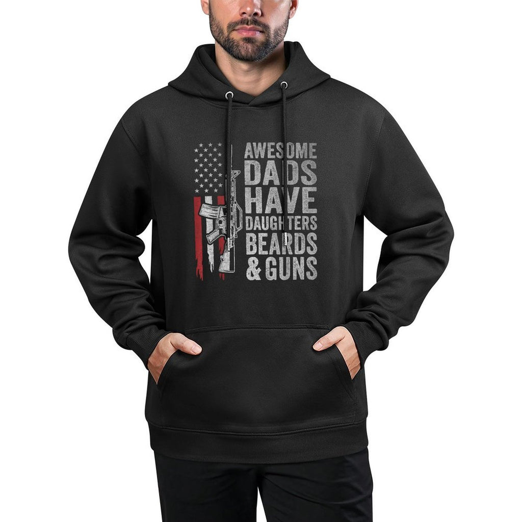 Awesome Dads Have Daughters Beards And Guns Fathers Day Dad Easy Care Hoodie