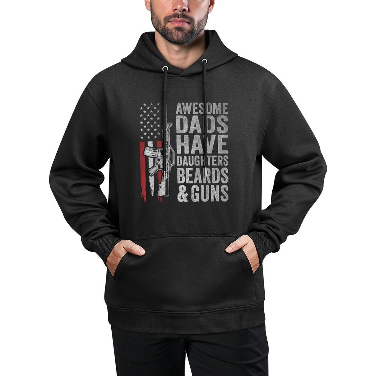 Awesome Dads Have Daughters Beards And Guns Fathers Day Dad Easy Care Hoodie