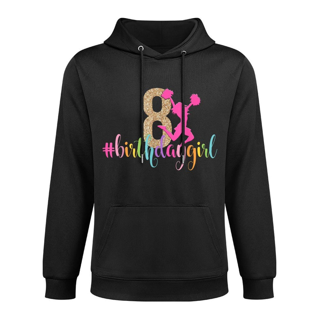 8th Birthday Girl Cheerleader Rainbow Cheerleading Casual Wear Hoodie