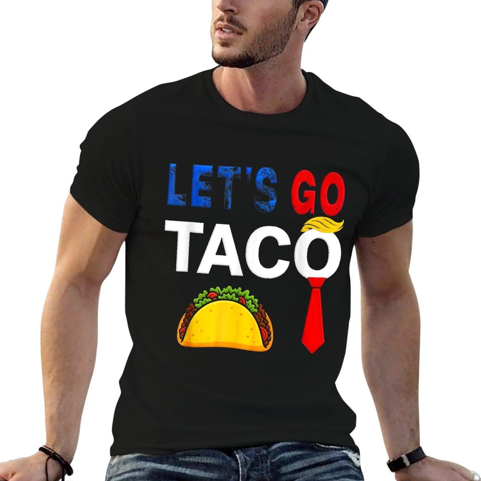 Funny Lets Go Taco American Patriot Women Men  High-quality Stitching T-Shirt