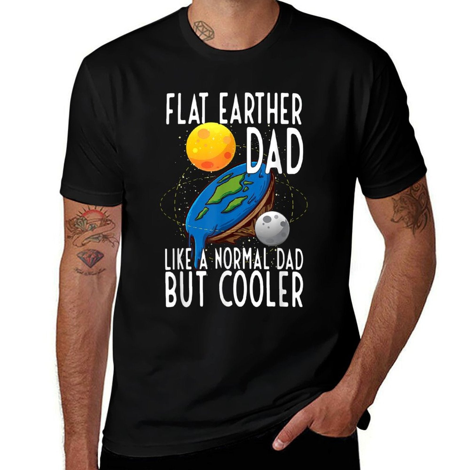 Funny Flat Earther Dad Flat Earth Society  Summer-ready Fabric T-Shirt
