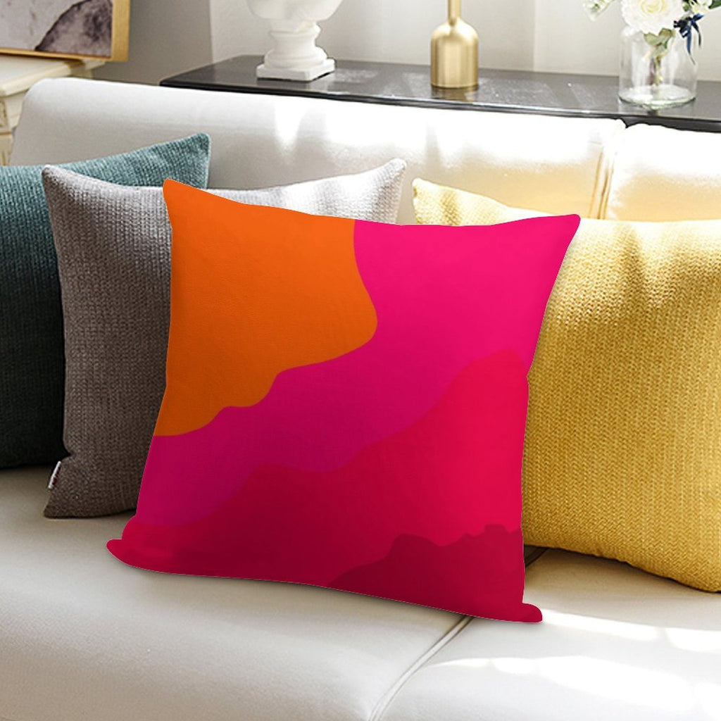 Hot Pink to Orange Soft High-Density Material Throw Pillow