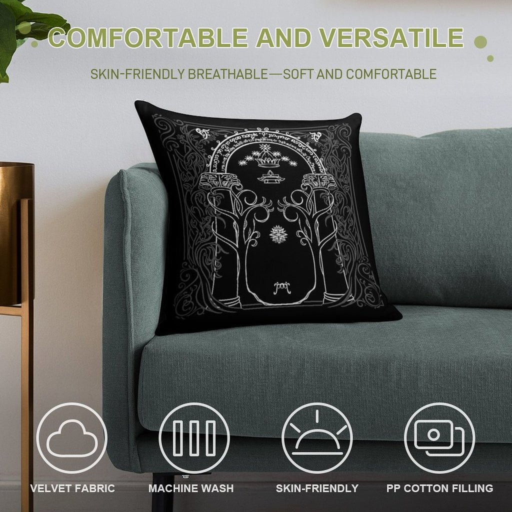 Mountain Door in The Style of J.R.R.Tolkien Soft Short Plush Fabric Throw Pillow