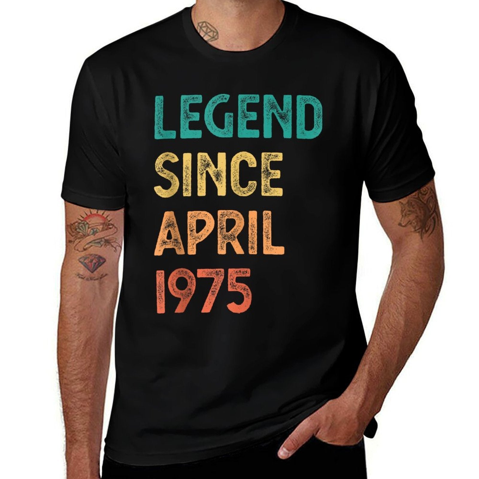 50th Birthday Men Women Legend Since April 1975  Oversized Silhouette T-Shirt