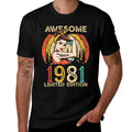 41th Birthday Shirts for Women, Vintage 1981 Limited Edition  Trendy Pattern T-Shirt