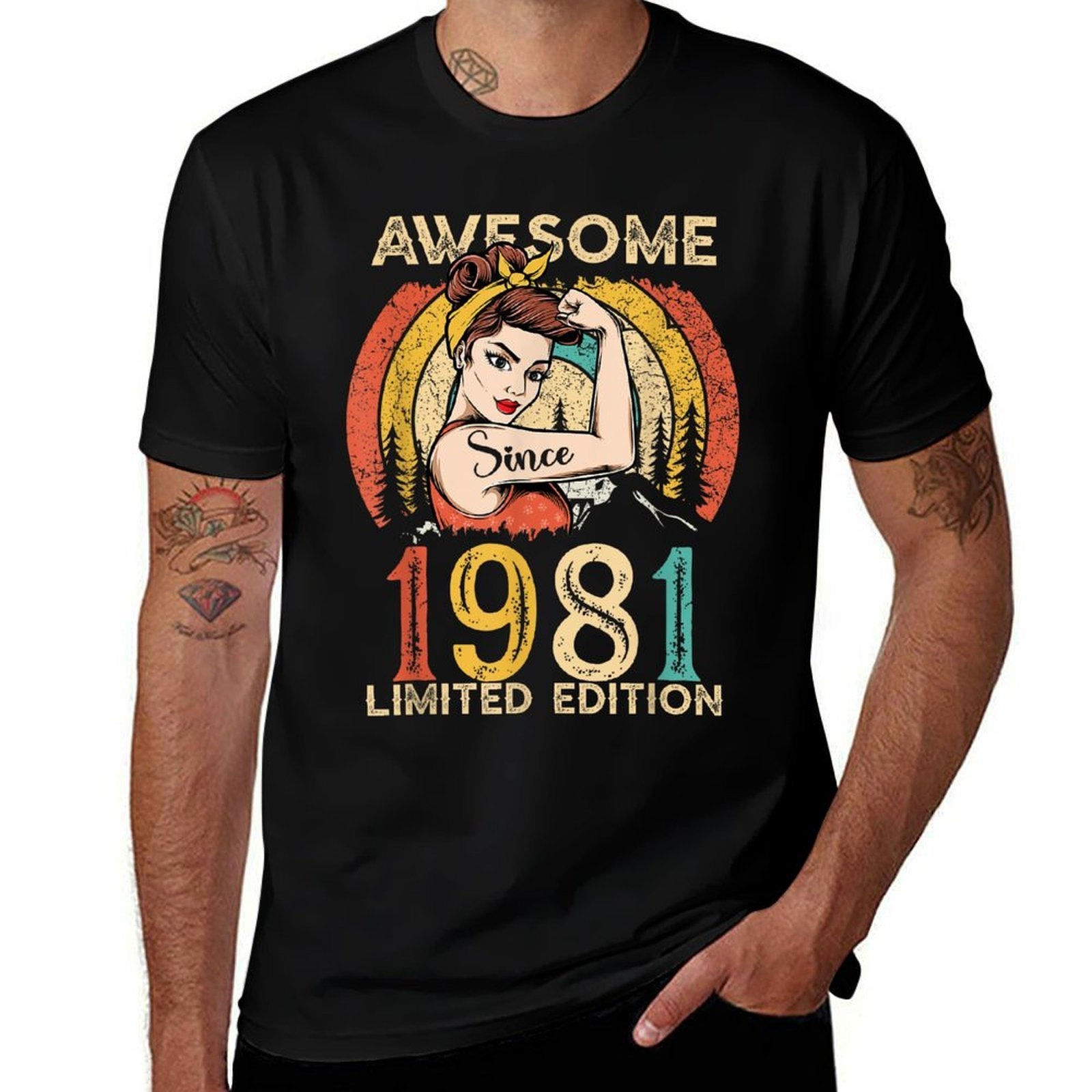41th Birthday Shirts for Women, Vintage 1981 Limited Edition  Trendy Pattern T-Shirt