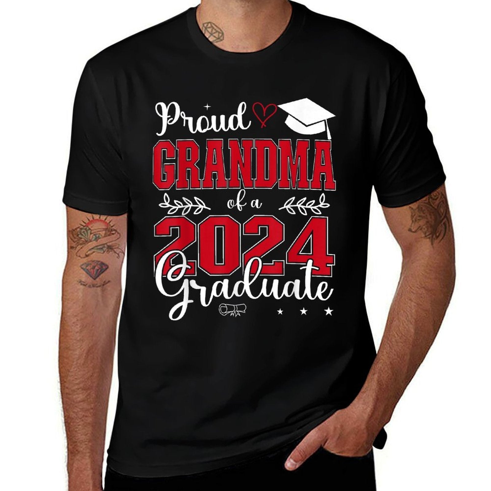 Proud Grandma of A Class of 2024 Graduate for Graduation  Polyester Blend T-Shirt
