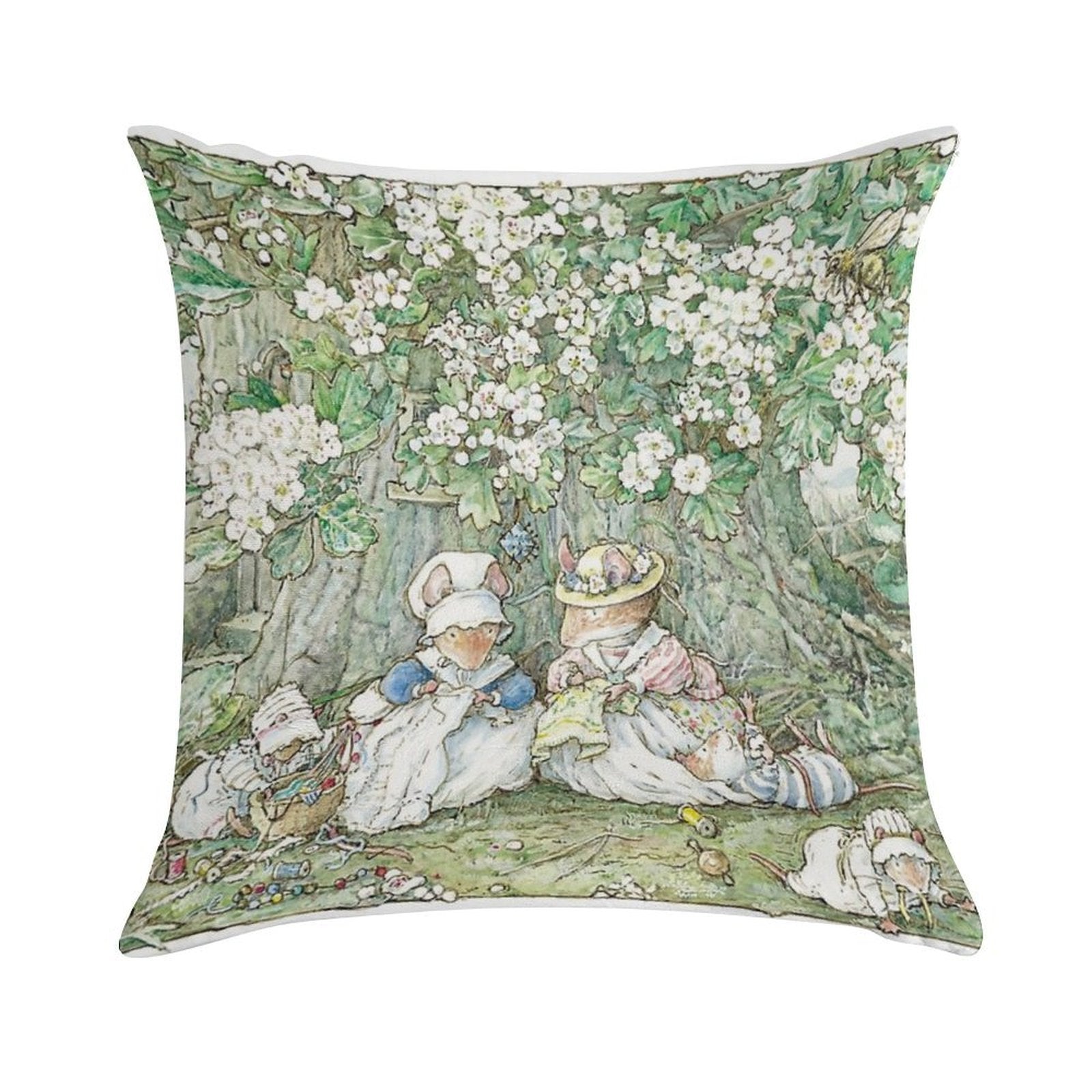 Brambly Hedge - Hawthorn Blossom And Babies Soft Gift Ready Throw Pillow
