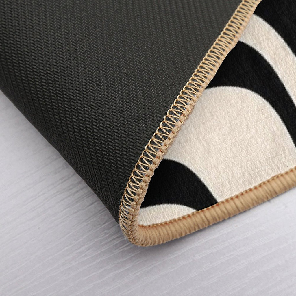 Palm Springs Retro Midcentury Modern Abstract Pattern Black And Almond Cream  Easy Maintenance Bath Mat