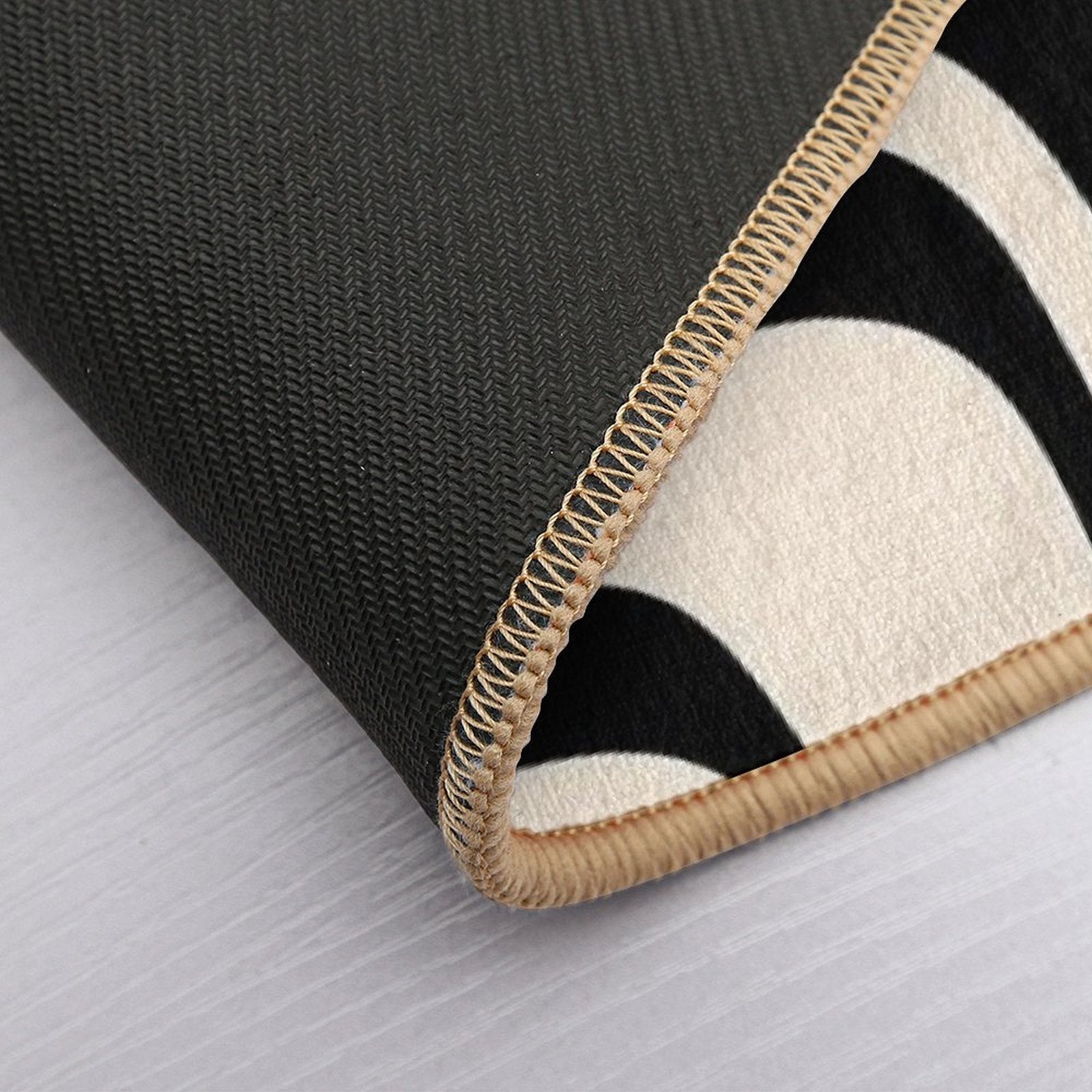 Palm Springs Retro Midcentury Modern Abstract Pattern Black And Almond Cream  Easy Maintenance Bath Mat