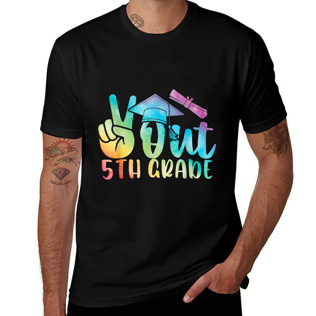Peace Out 5th Grade Graduation Shirt Tie Dye Kids  Versatile T-Shirt
