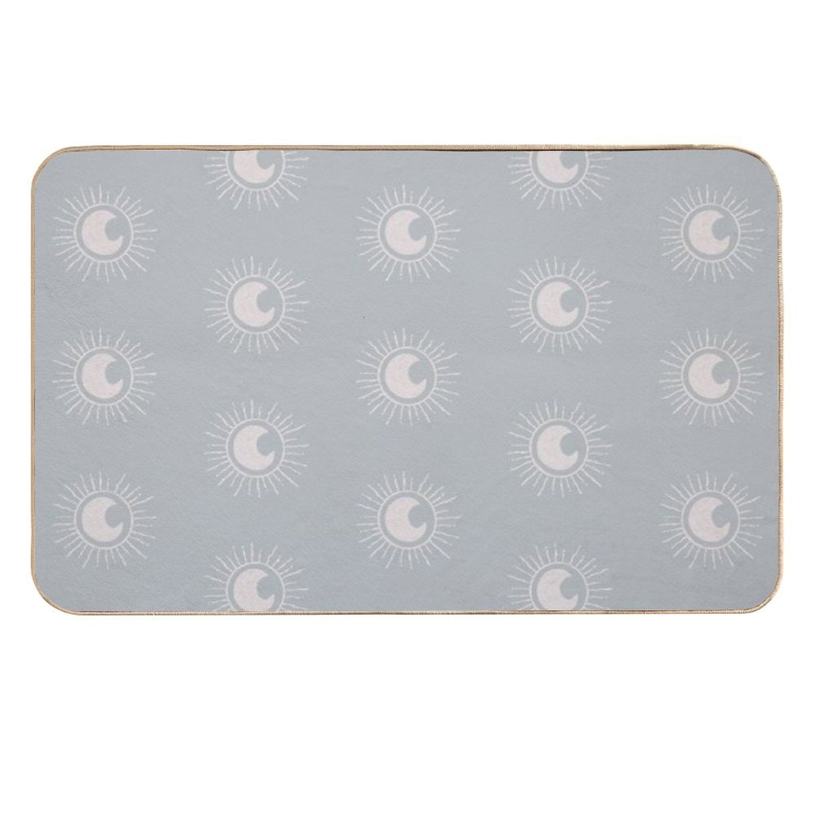 Boho Sun And Moon Pattern Bohemian Aesthetic In Muted Colors Muted Teal  Absorbent Bath Mat