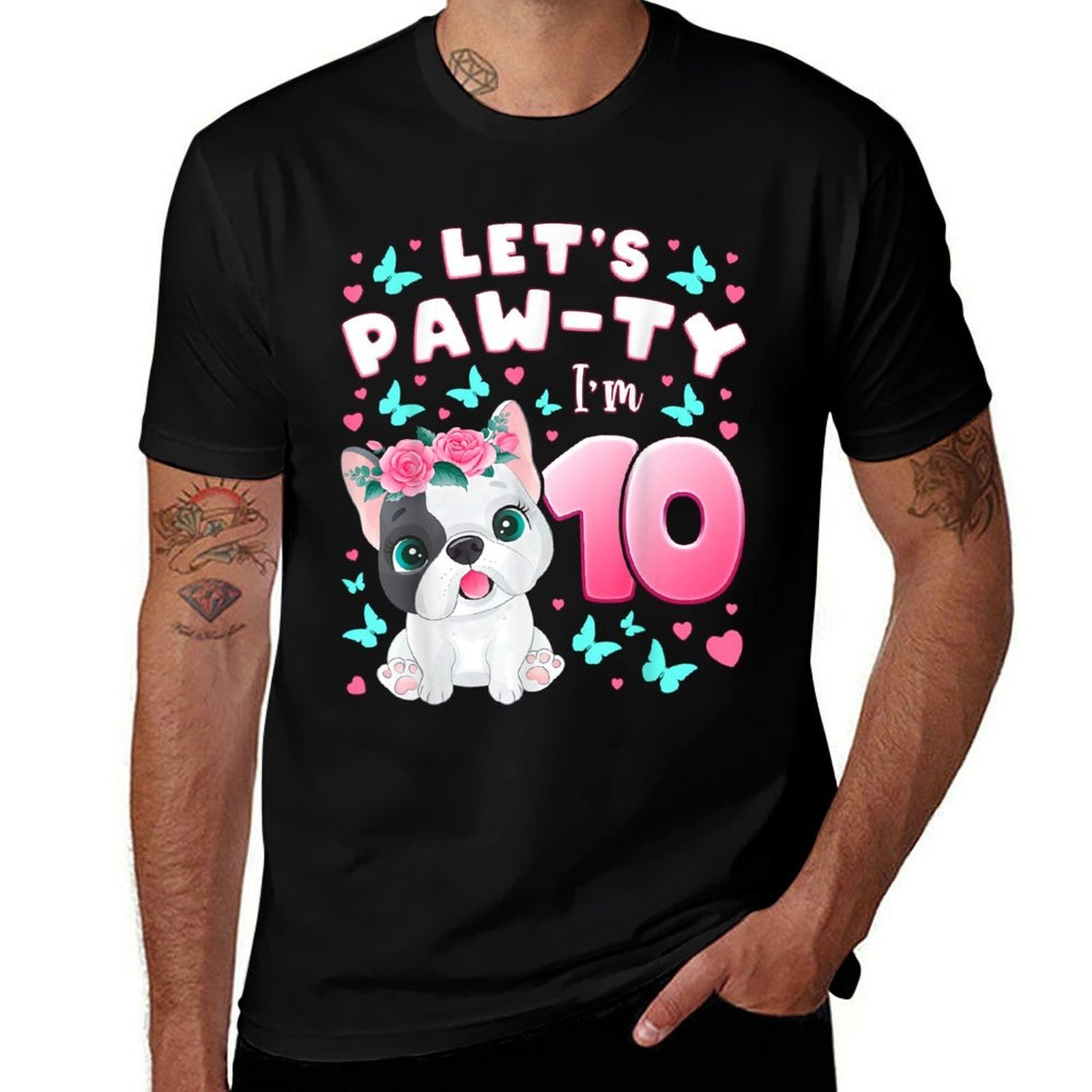 10th Birthday, Girl 10 Year, Dog, Puppy, Number 10  Summer-ready Fabric T-Shirt