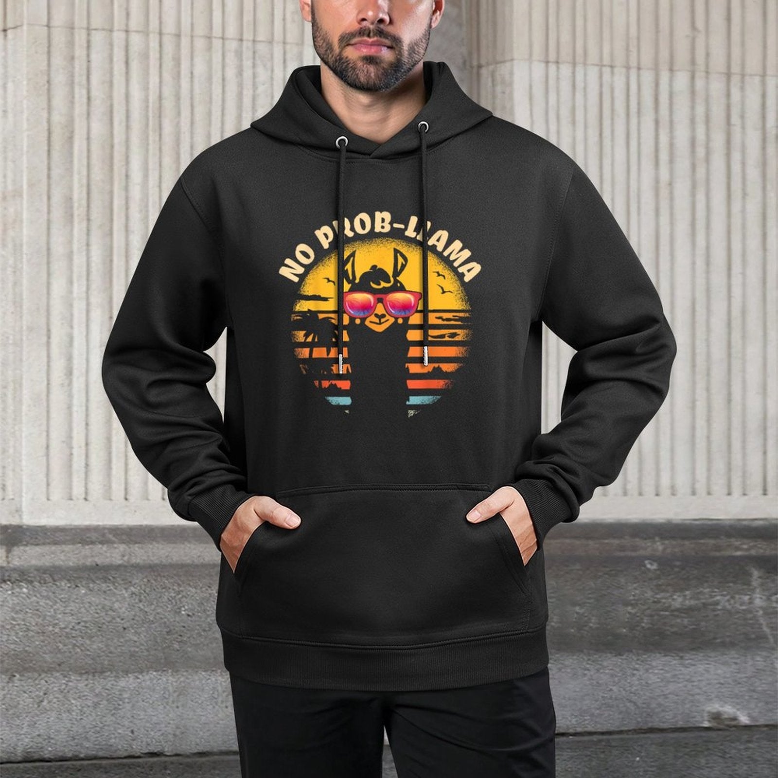 Retro NO PROB-LLAMA Gift - Vintage Llama Alpaca Gift Idea Medium-Weight Fabric Hoodie