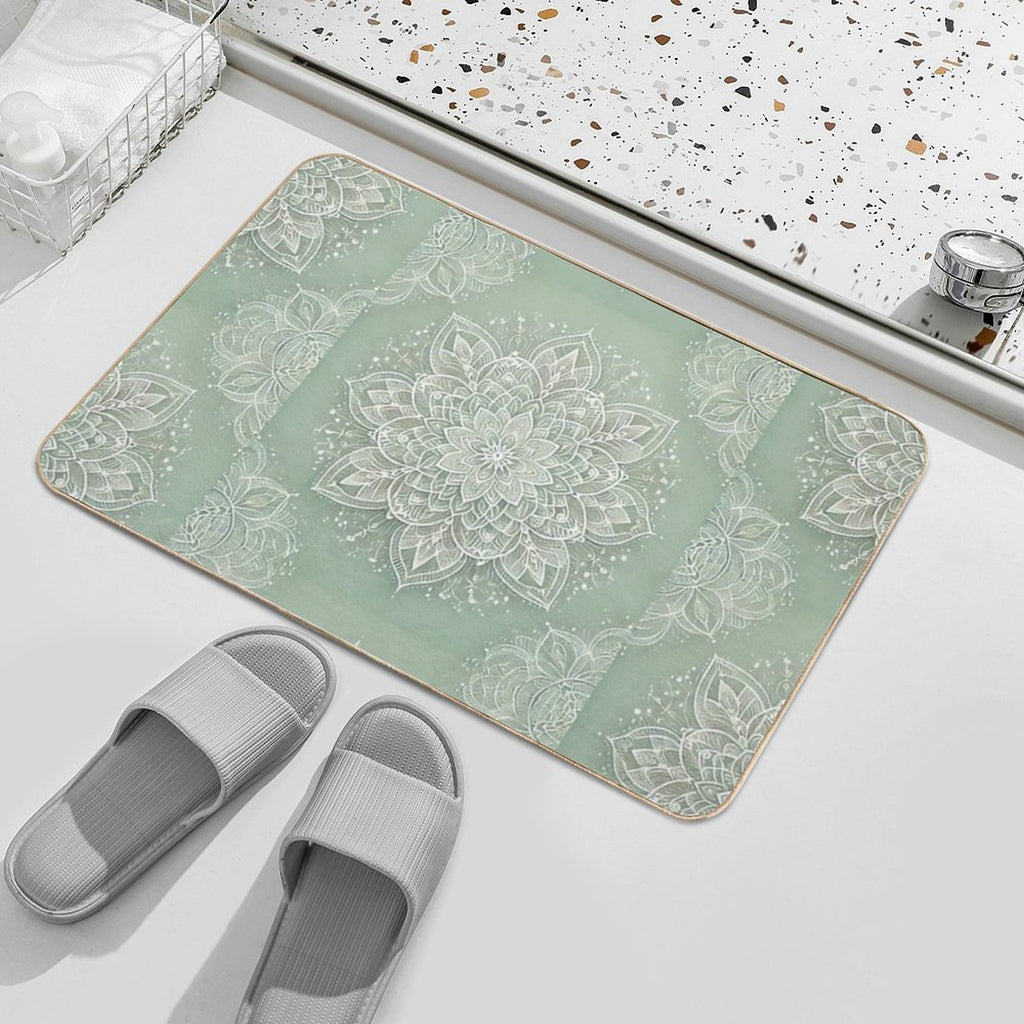 Mandala on Sage Green  Slip-Resistant Bath Mat