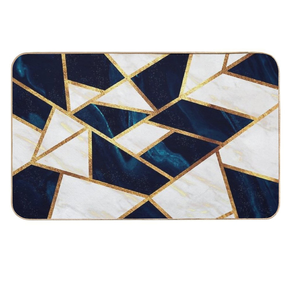 Navy Gold Stone Geometric Marble  Odorless Bath Mat