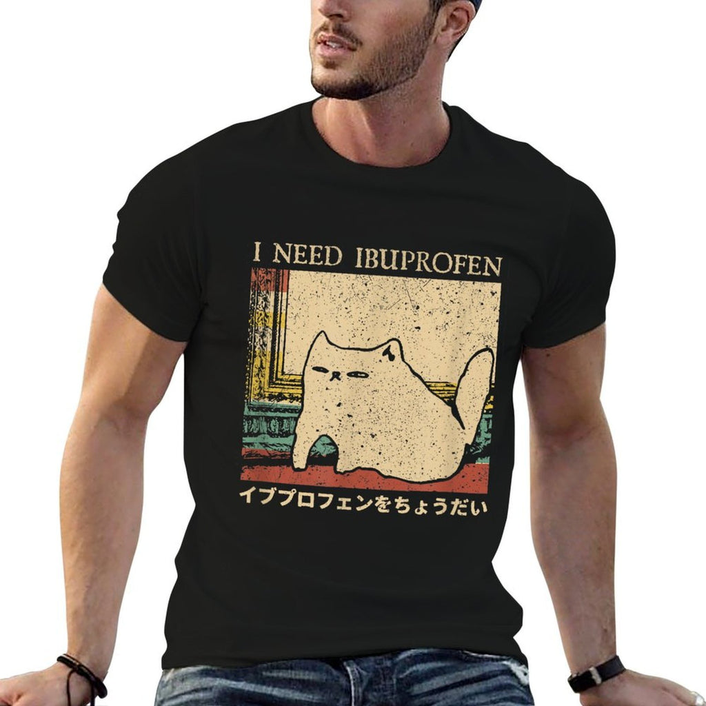 I Need Ibuprofen Funny Cat Meme Japanese Men Women  Moisture-wicking T-Shirt