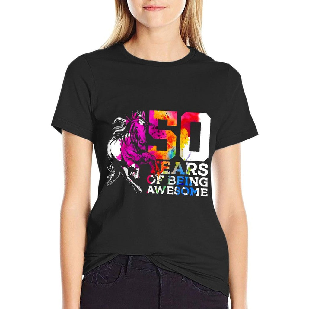 HORSE 50 YEARS OF BEING AWESOME RIDING 50TH BIRTHDAY  Eco-friendly Material T-Shirt