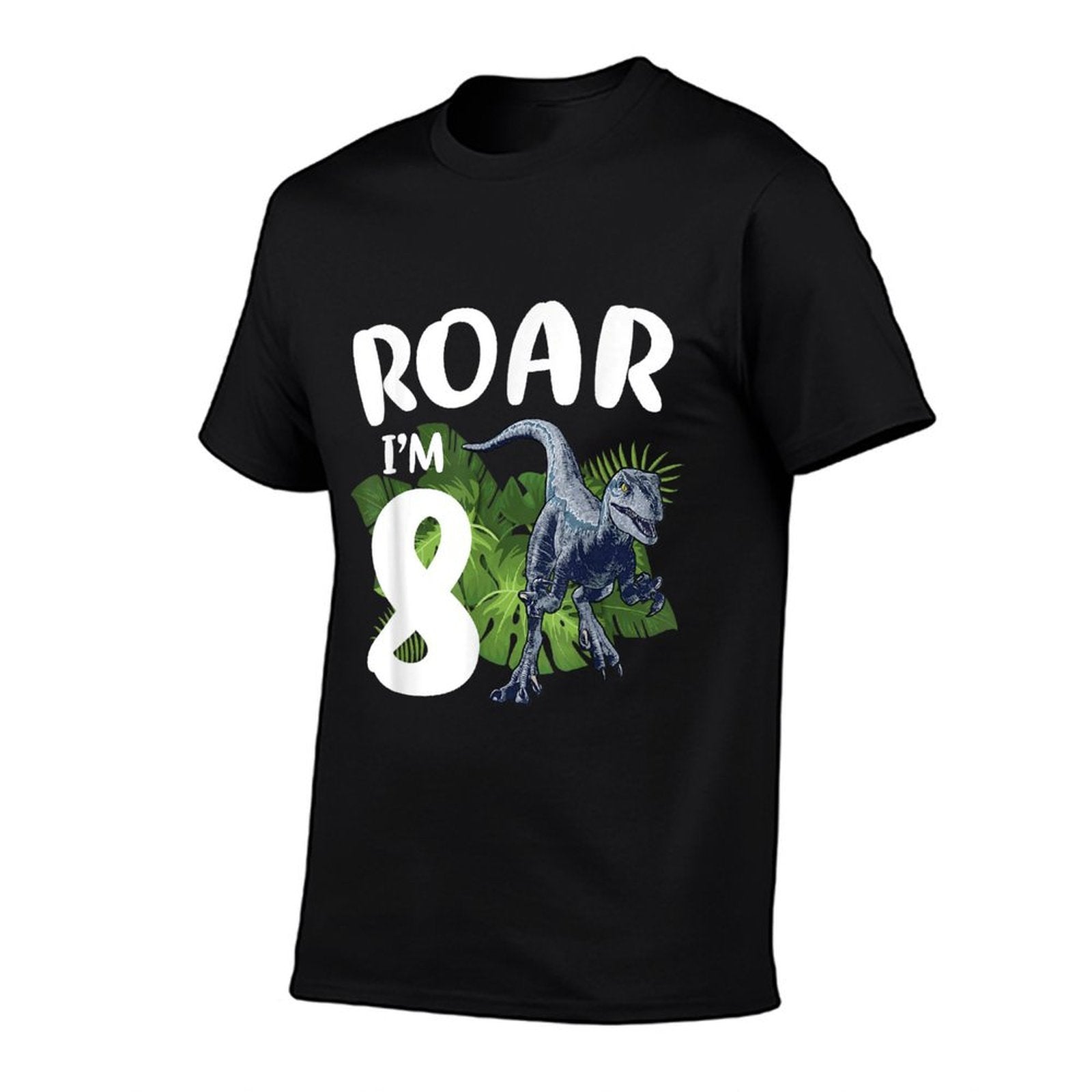 Roar Dinosaur I'm 8 Year Old Birthday Boy Back to School  Oversized Silhouette T-Shirt