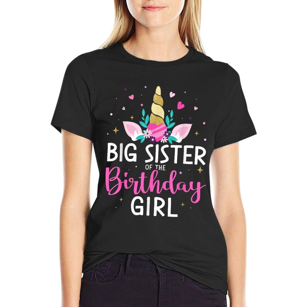 Big Sister of Birthday Girl Matching Family Unicorn Party Comfortable T-Shirt