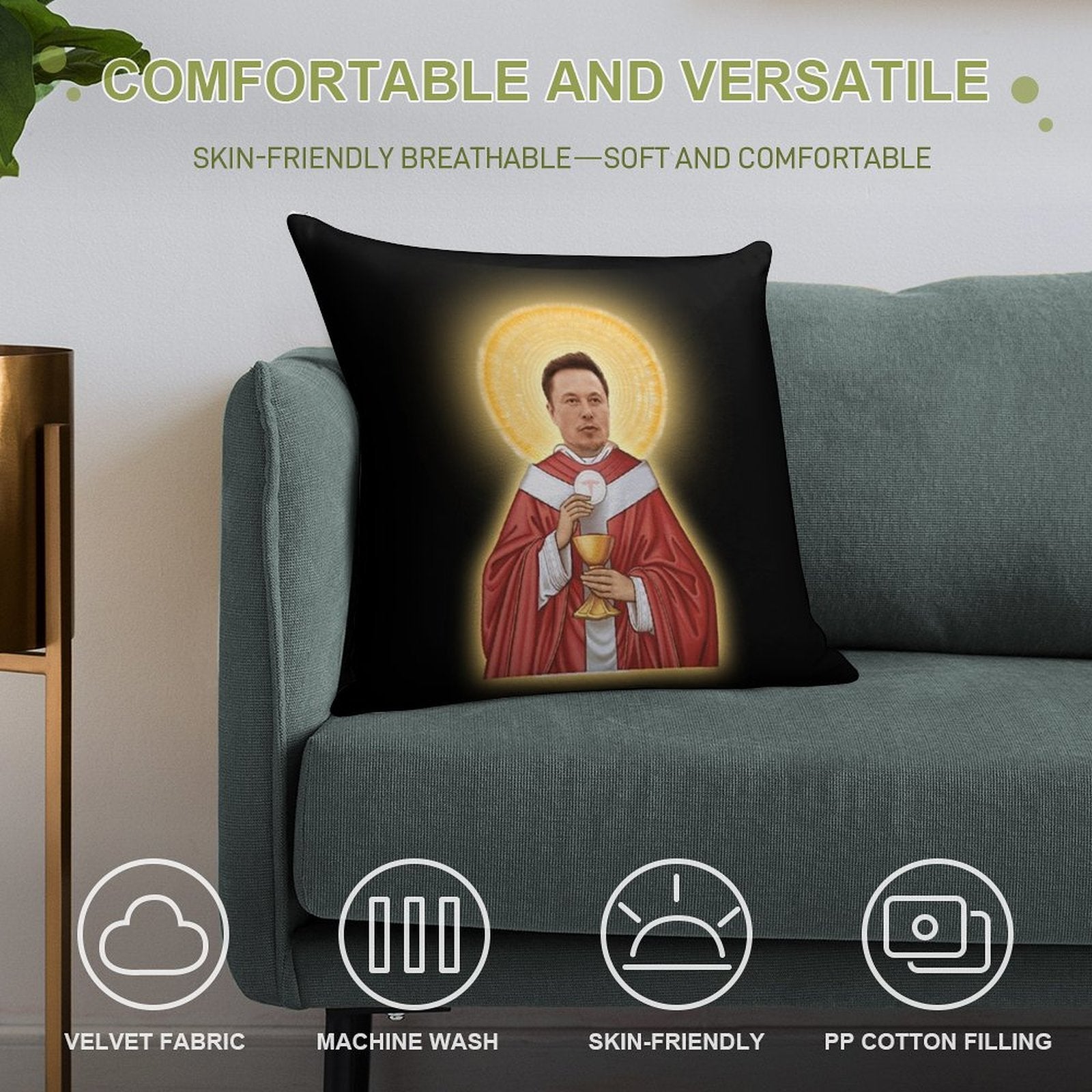 Elon Musk As Jesus Soft Luxury Feel Throw Pillow