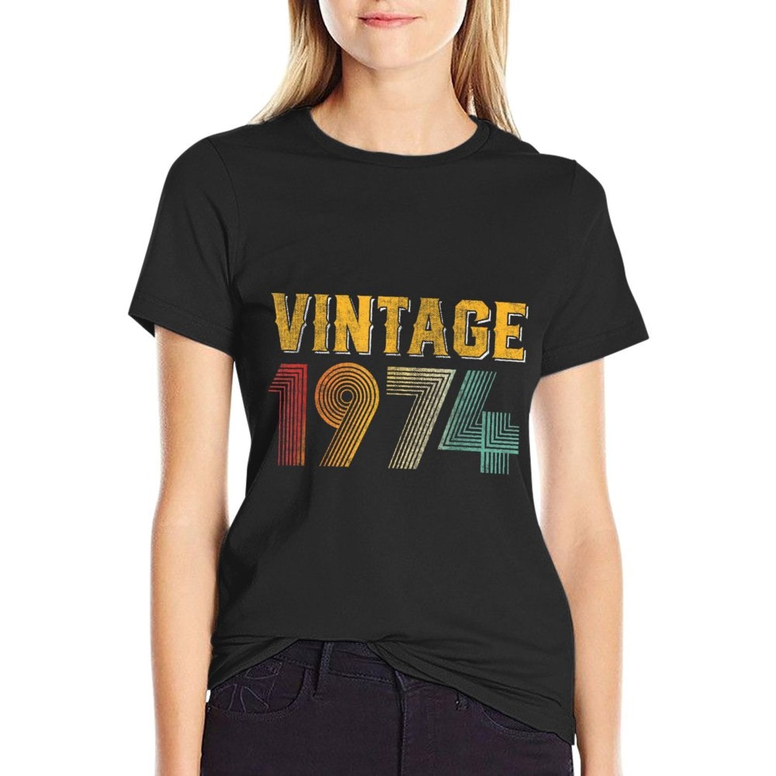 50th Birthday Gift Vintage 1974 Men Women 50 Years Old  Heathered Texture T-Shirt