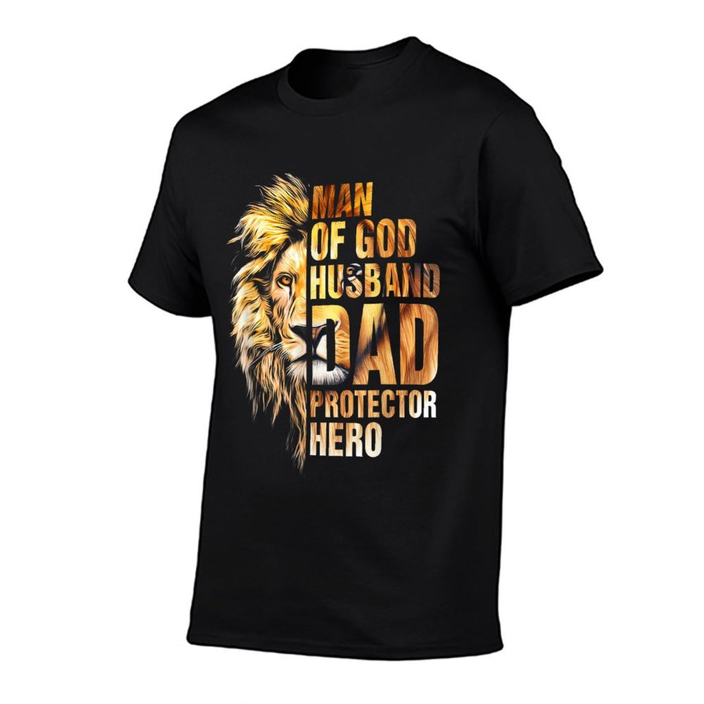 Man of God Husband Dad Protector Hero Lion Fathers Day  Vintage-inspired T-Shirt