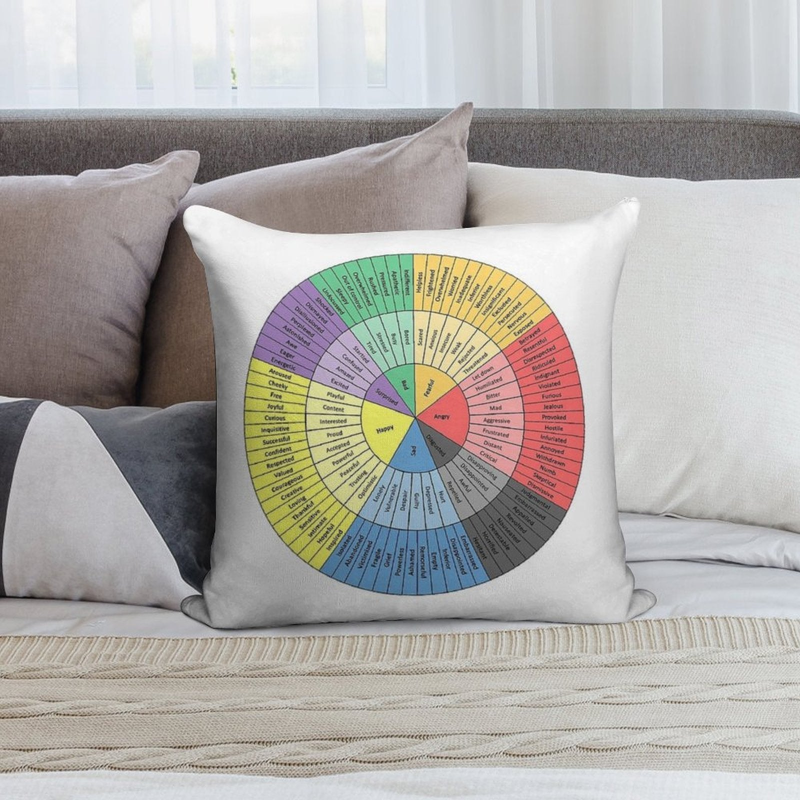Wheels of Emotion Soft Shrink-Resistant Throw Pillow