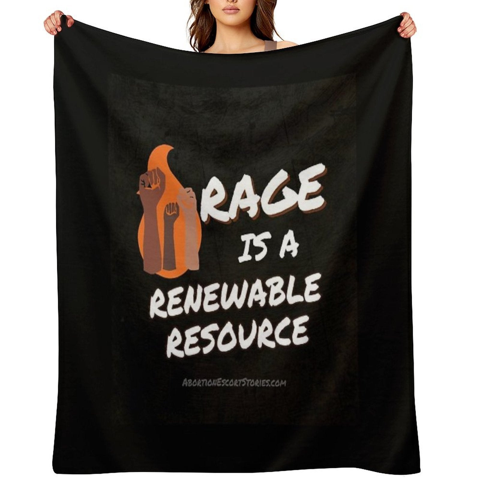 Rage Is A Renewable Resource – Safety Vests Logo – White Text Dark Background Machine-washable Throw Blanket