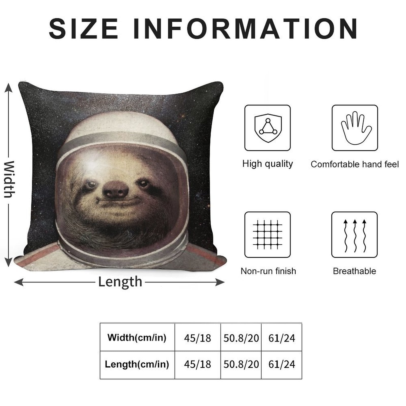 Space Sloth Soft Warmth Comfort Throw Pillow